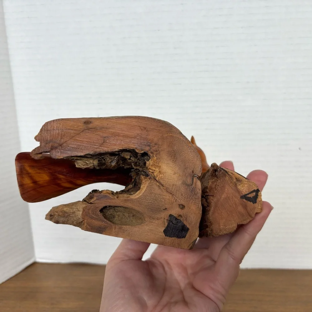 Handcrafted Wooden Bird Figurines On Rustic Wood Artsy Beachy MCM - Picture 10 of 11